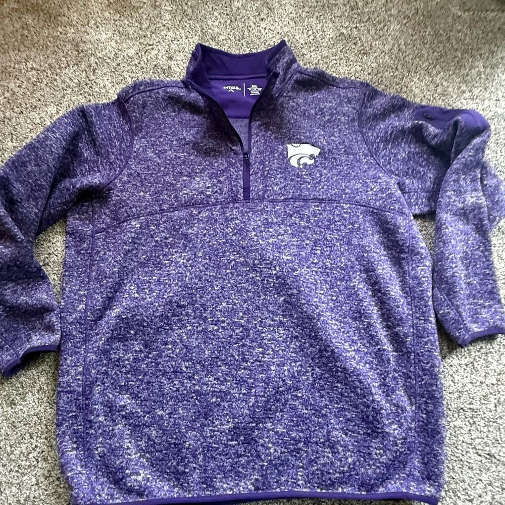 Antigua K State Kansas State Wildcats Men's Size XXL Quarter Zip Pullover Purple